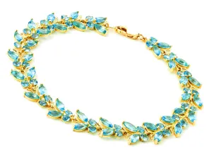 16.5 Carat 14K Solid Yellow Gold Butterfly Bracelet Blue Topaz