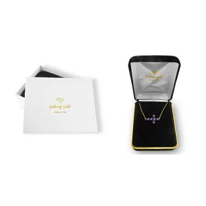 1.7 Carat 14K Solid Yellow Gold Cross Bracelet Natural Amethyst