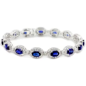 18ct White Gold 9.09ct Blue Sapphire and 3.08ct Diamond Bracelet