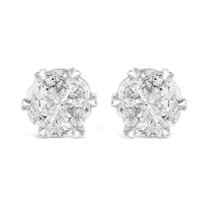 18ct White Gold Triangular Cut Diamond Cluster Stud Earrings