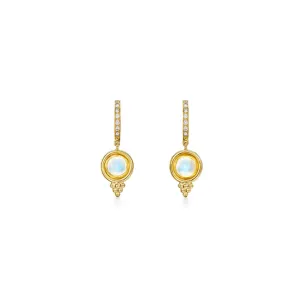 18K Blue Moonstone Temple Earrings