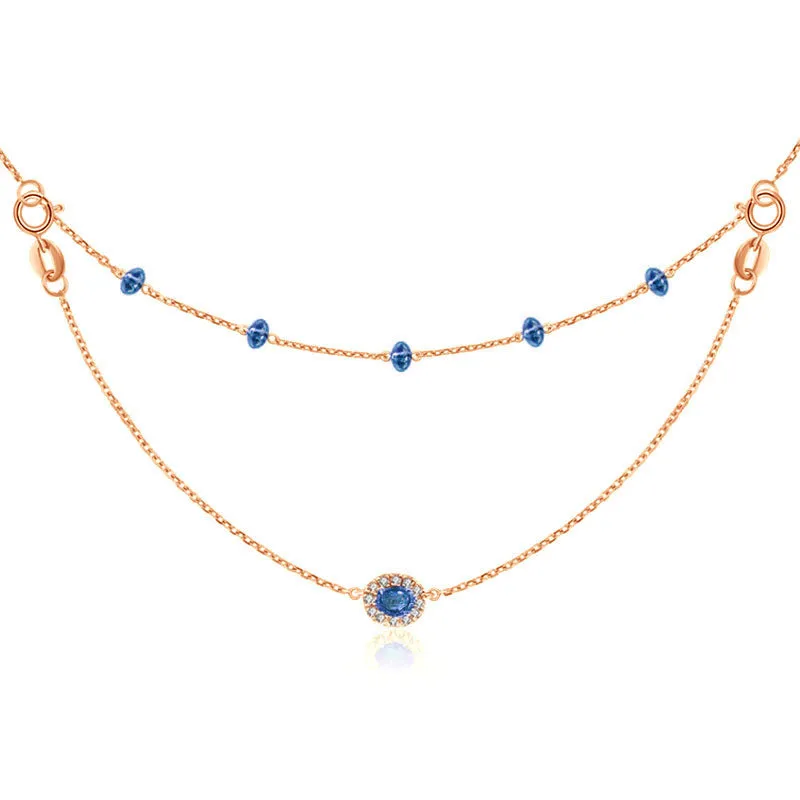 18k Gold 2 Ways By The Yard Sapphire Bead Necklace