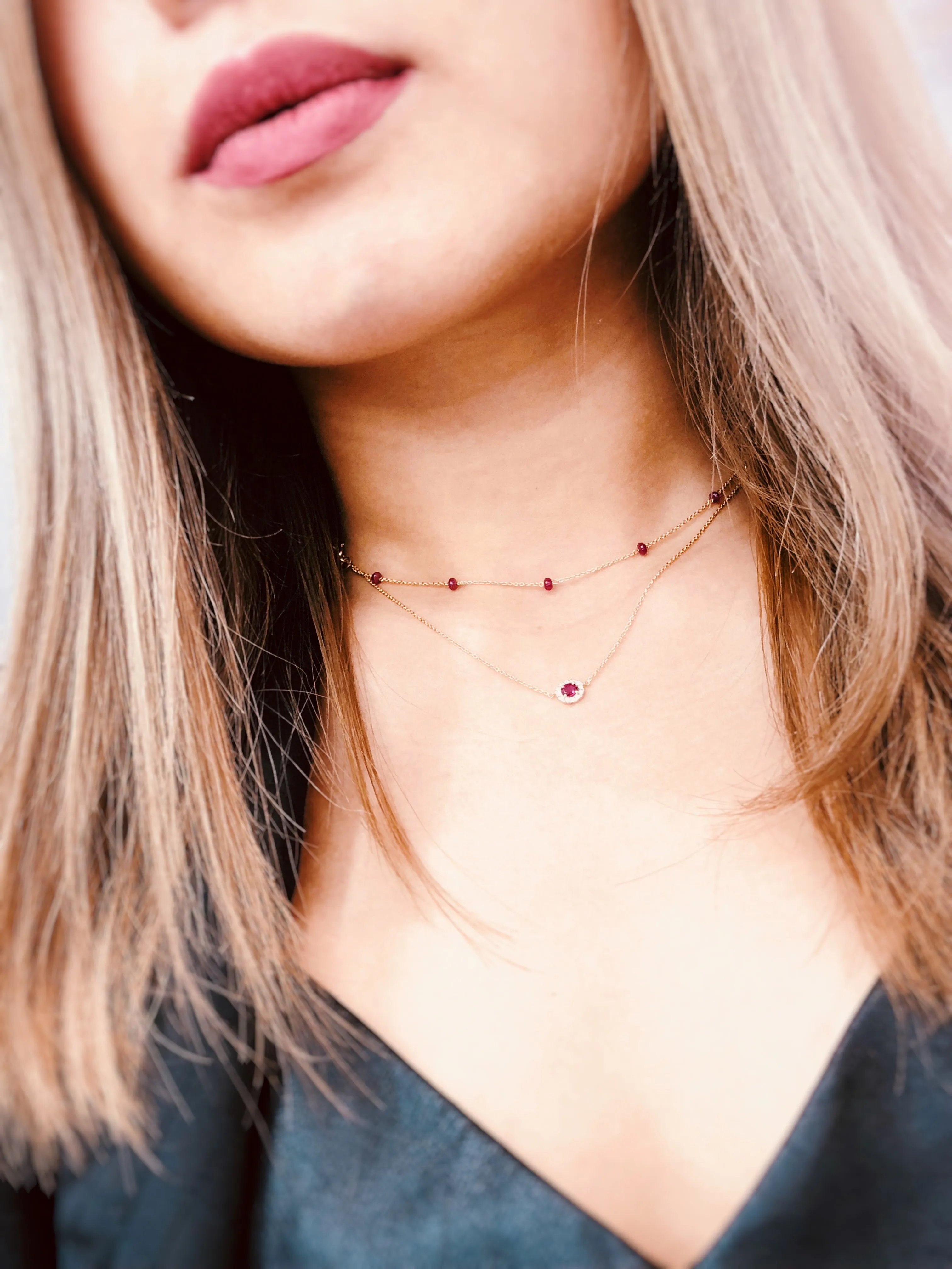 18k Gold 2 Ways By The Yard Sapphire Bead Necklace