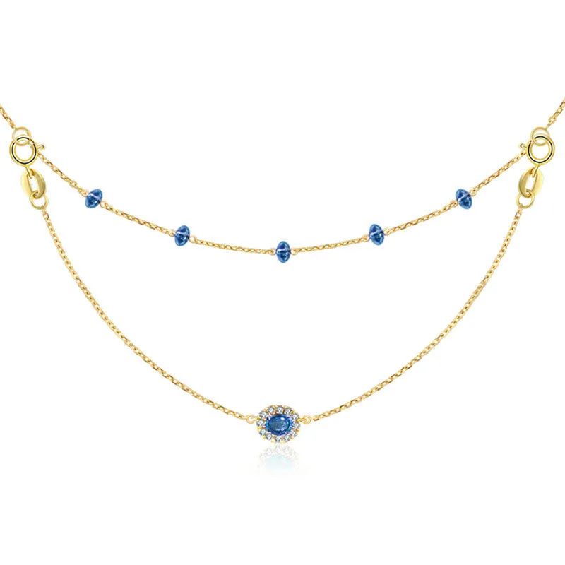 18k Gold 2 Ways By The Yard Sapphire Bead Necklace