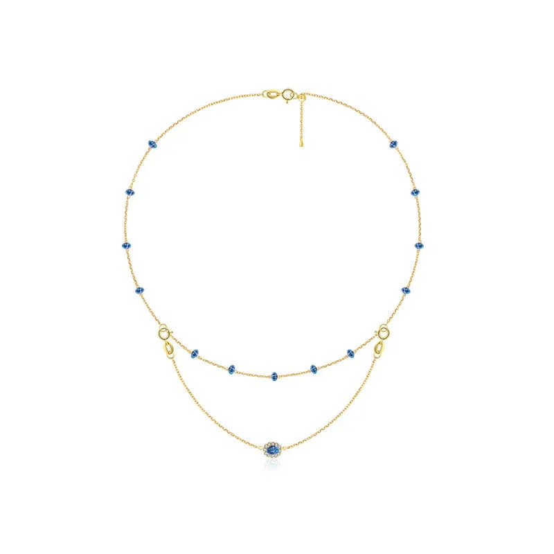 18k Gold 2 Ways By The Yard Sapphire Bead Necklace