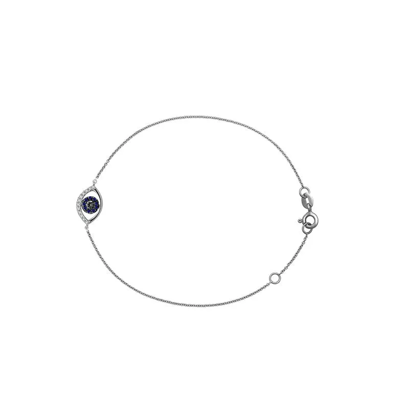 18k Gold Evil Eye Sapphire and Diamond Bracelet