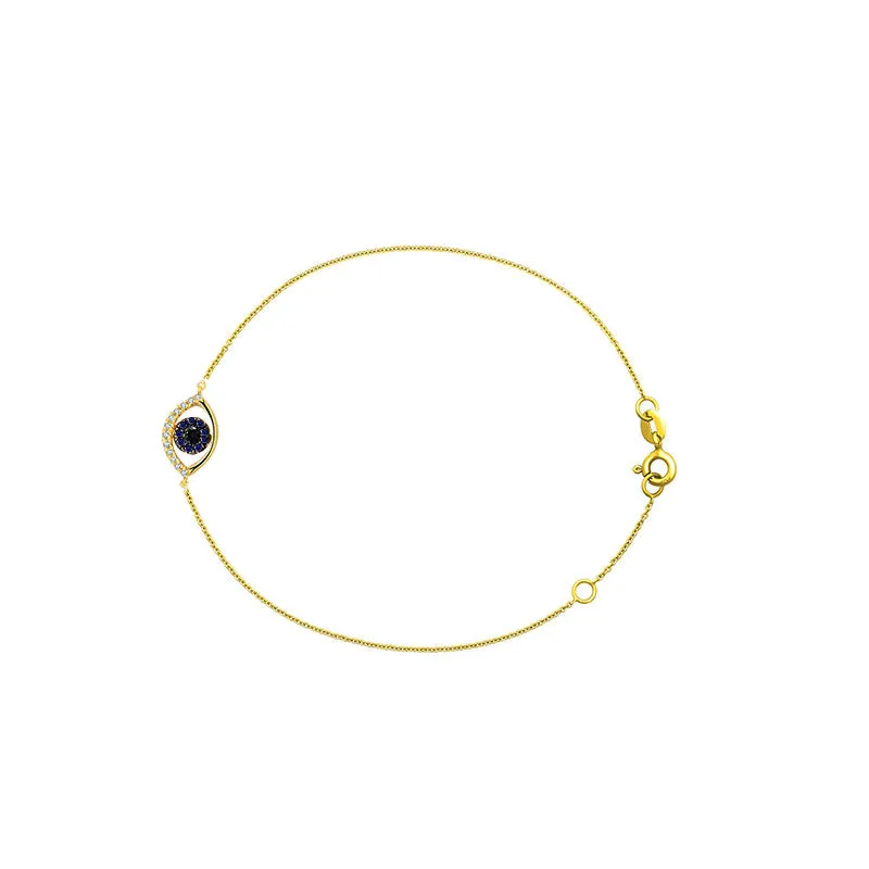 18k Gold Evil Eye Sapphire and Diamond Bracelet
