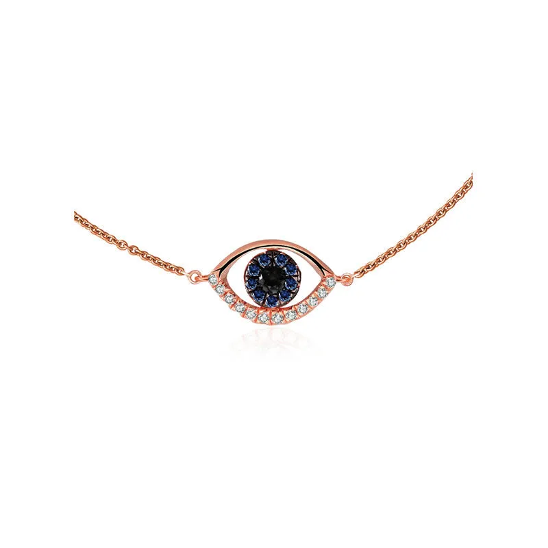 18k Gold Evil Eye Sapphire and Diamond Bracelet