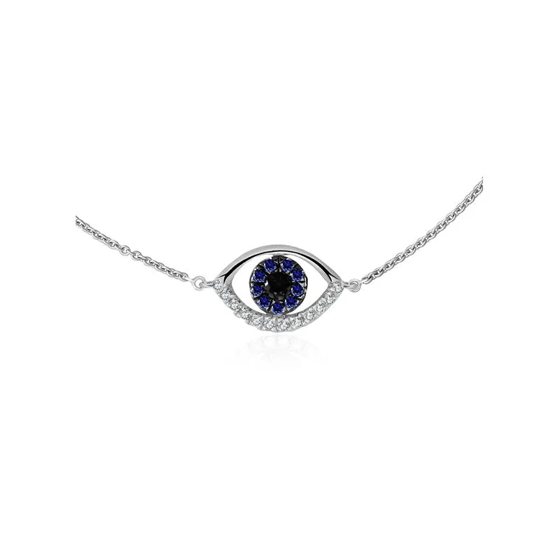 18k Gold Evil Eye Sapphire and Diamond Bracelet