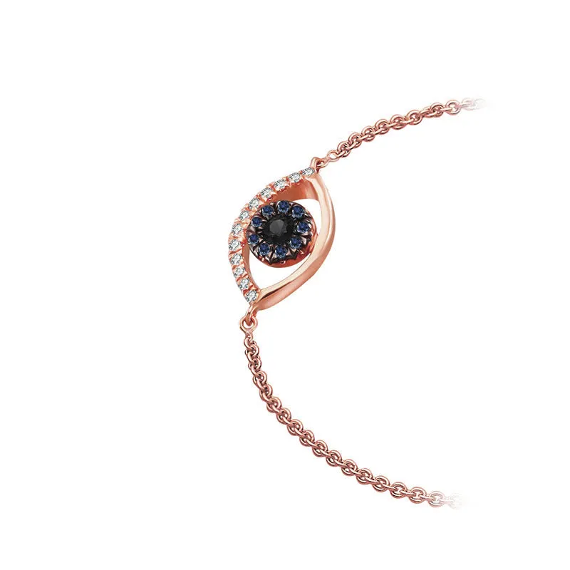 18k Gold Evil Eye Sapphire and Diamond Bracelet