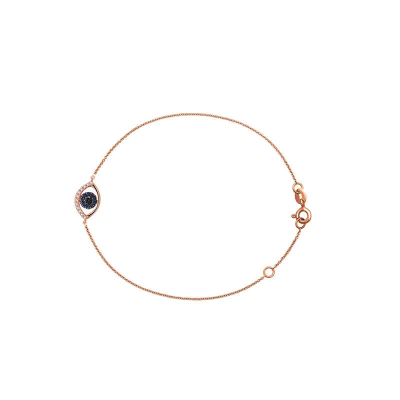 18k Gold Evil Eye Sapphire and Diamond Bracelet