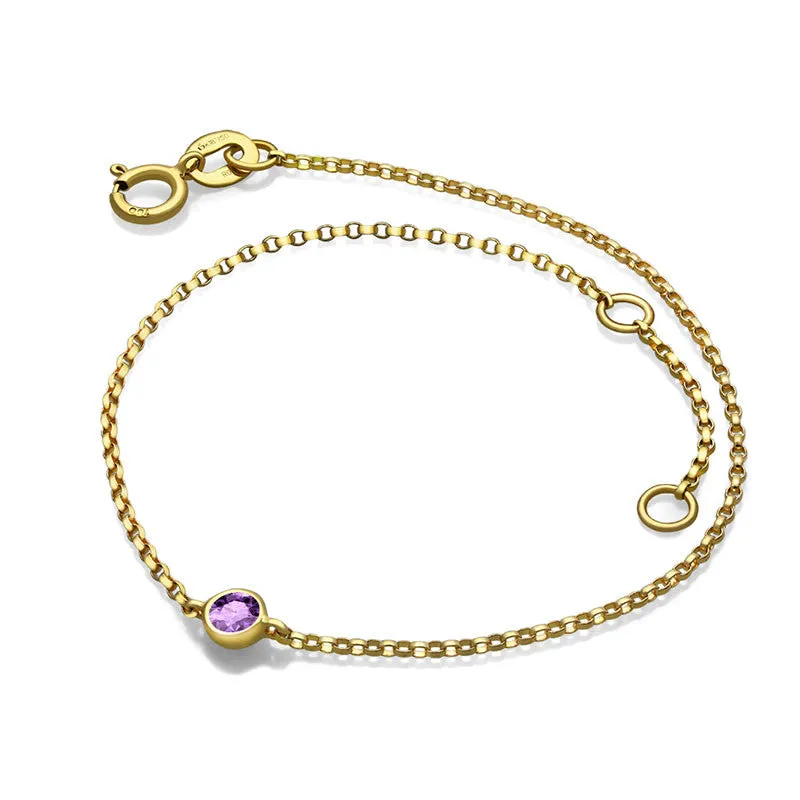 18k Gold June Birthstone Light Amethyst Bracelet