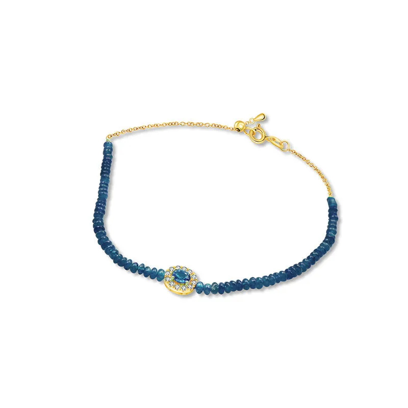 18k Gold Sapphire Beaded Diamond Bracelet