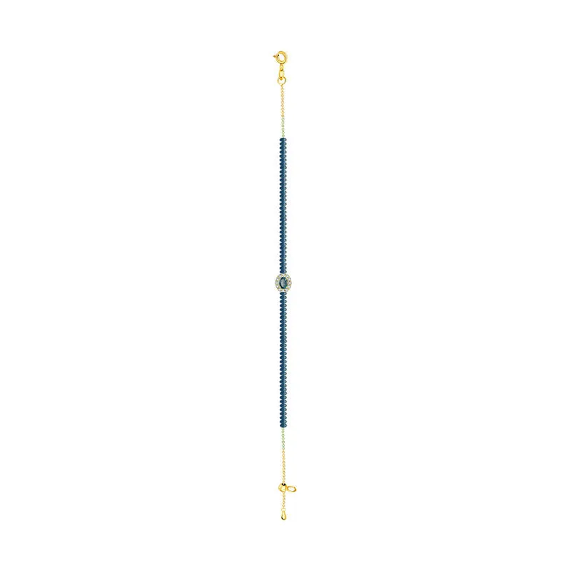 18k Gold Sapphire Beaded Diamond Bracelet