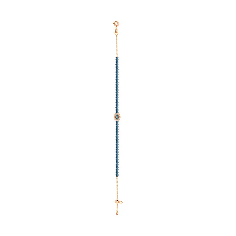 18k Gold Sapphire Beaded Diamond Bracelet