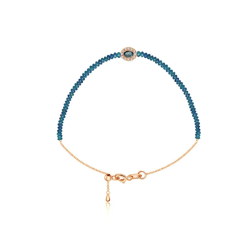 18k Gold Sapphire Beaded Diamond Bracelet