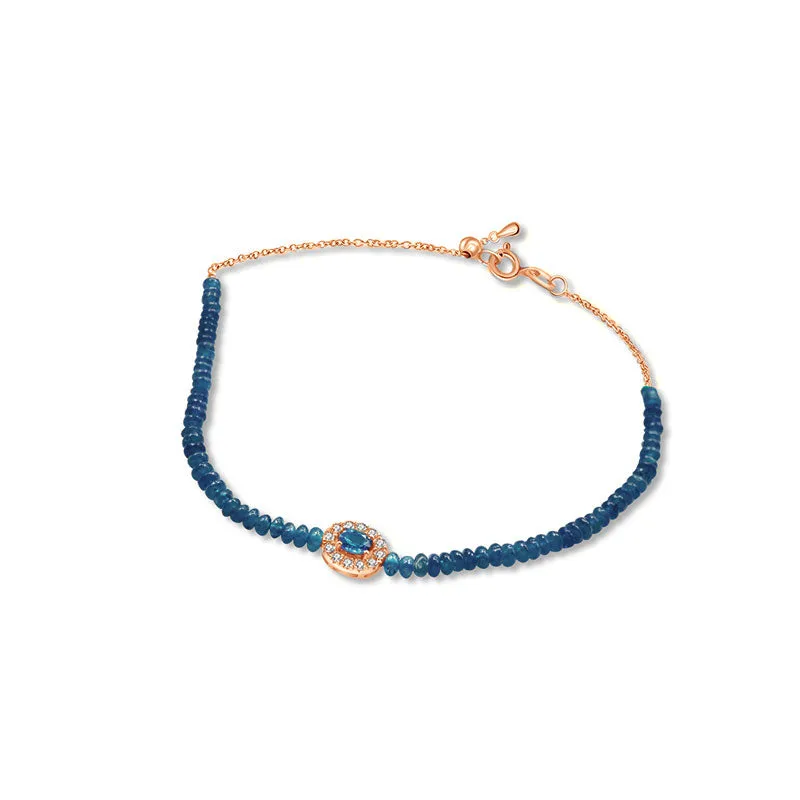 18k Gold Sapphire Beaded Diamond Bracelet