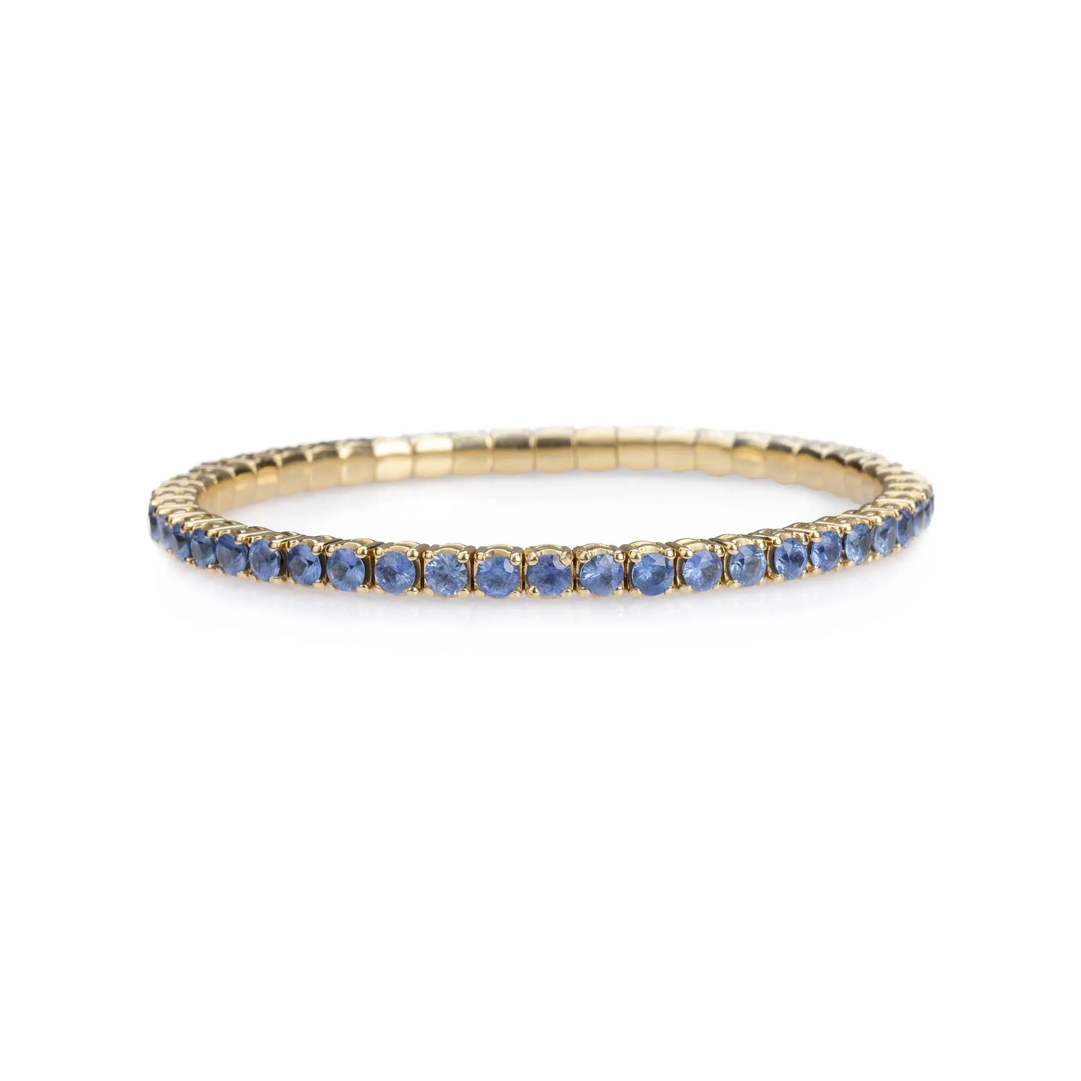 18K Gold Stretch Sky Blue Sapphire Tennis Bracelet, 8.55-18 Carats