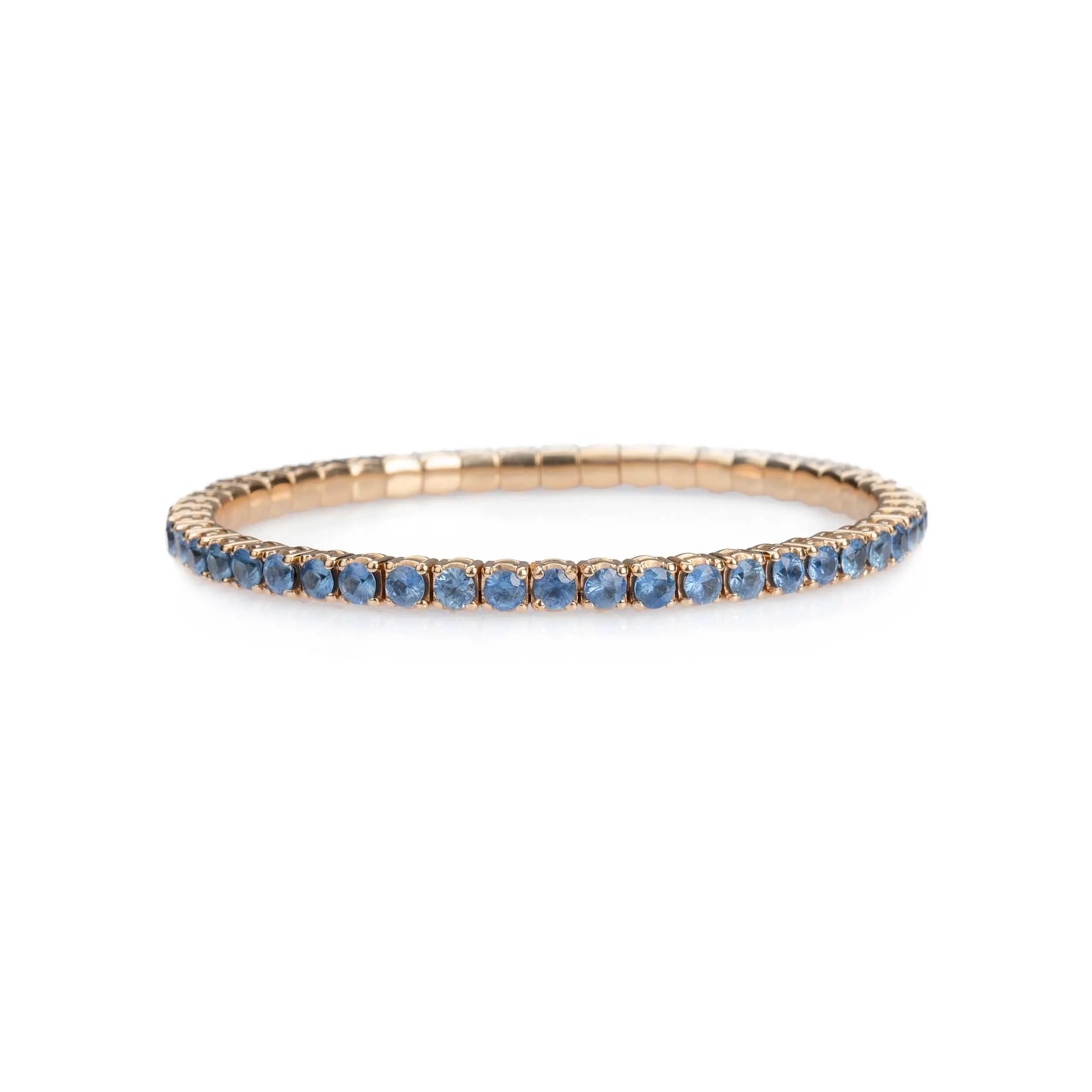 18K Gold Stretch Sky Blue Sapphire Tennis Bracelet, 8.55-18 Carats