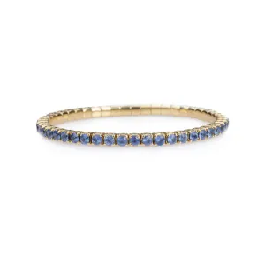 18K Gold Stretch Sky Blue Sapphire Tennis Bracelet, 8.55-18 Carats
