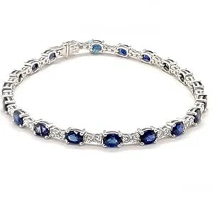 18k White Gold 5.90 Cts Sapphire, 1.12 Cts Diamond Bracelet
