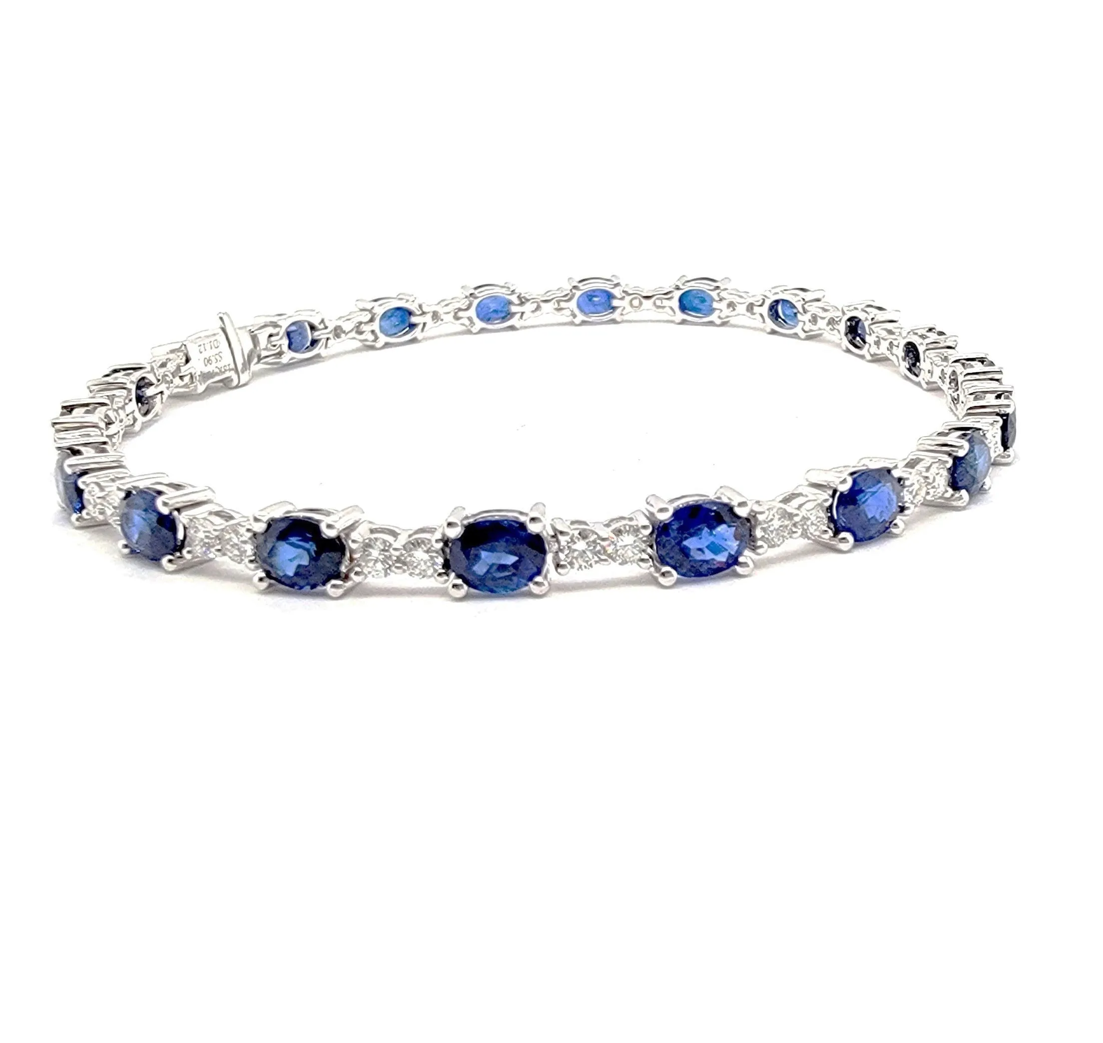 18k White Gold 5.90 Cts Sapphire, 1.12 Cts Diamond Bracelet