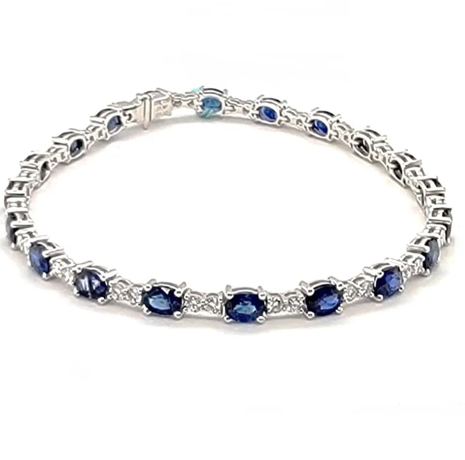 18k White Gold 5.90 Cts Sapphire, 1.12 Cts Diamond Bracelet