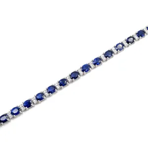 18K White Gold Sapphire and Diamond Ladies Tennis Bracelet