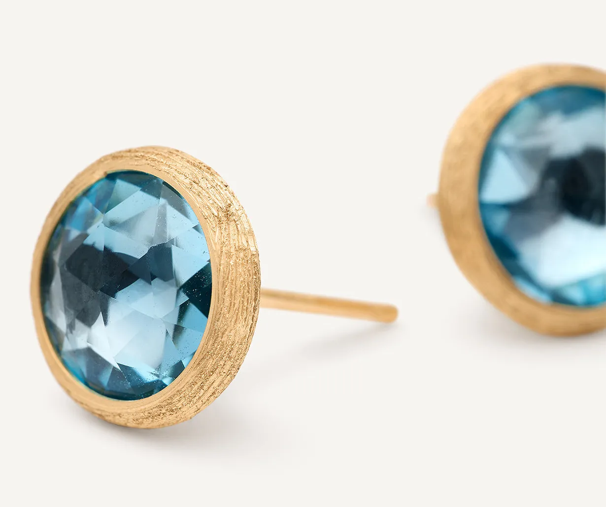 18K Yellow Gold Blue Topaz Stud Earrings