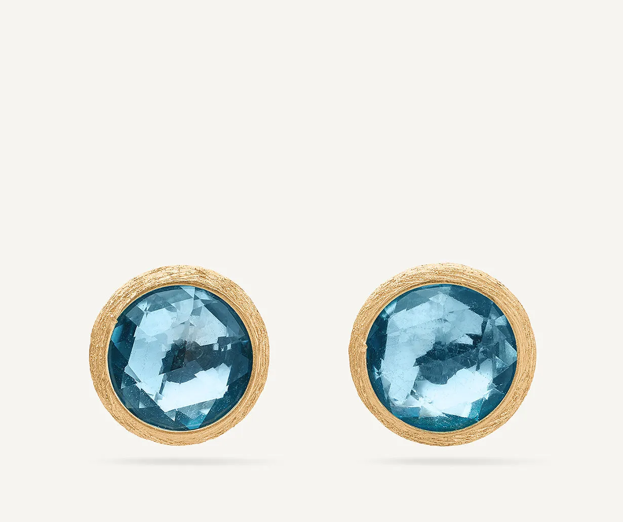 18K Yellow Gold Blue Topaz Stud Earrings