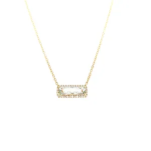 18k Yellow Gold Horizontal Green Amethyst Necklace (I6738)