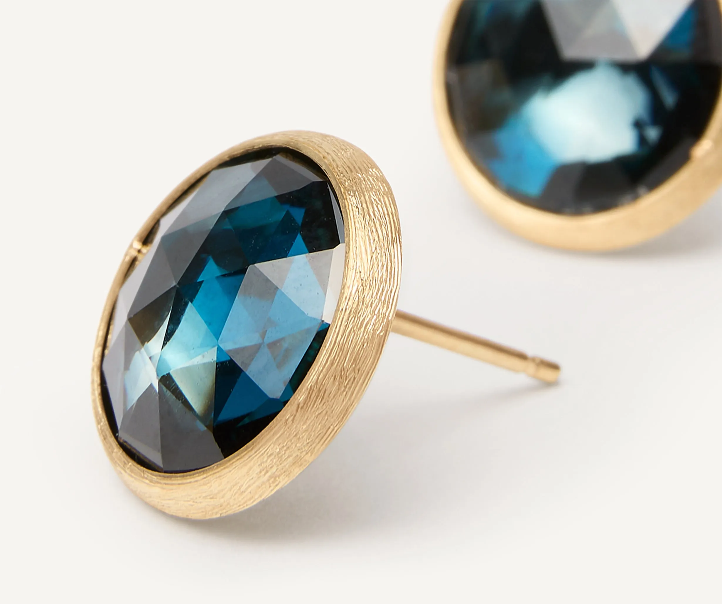 18K Yellow Gold London Blue Topaz Medium Stud Earrings