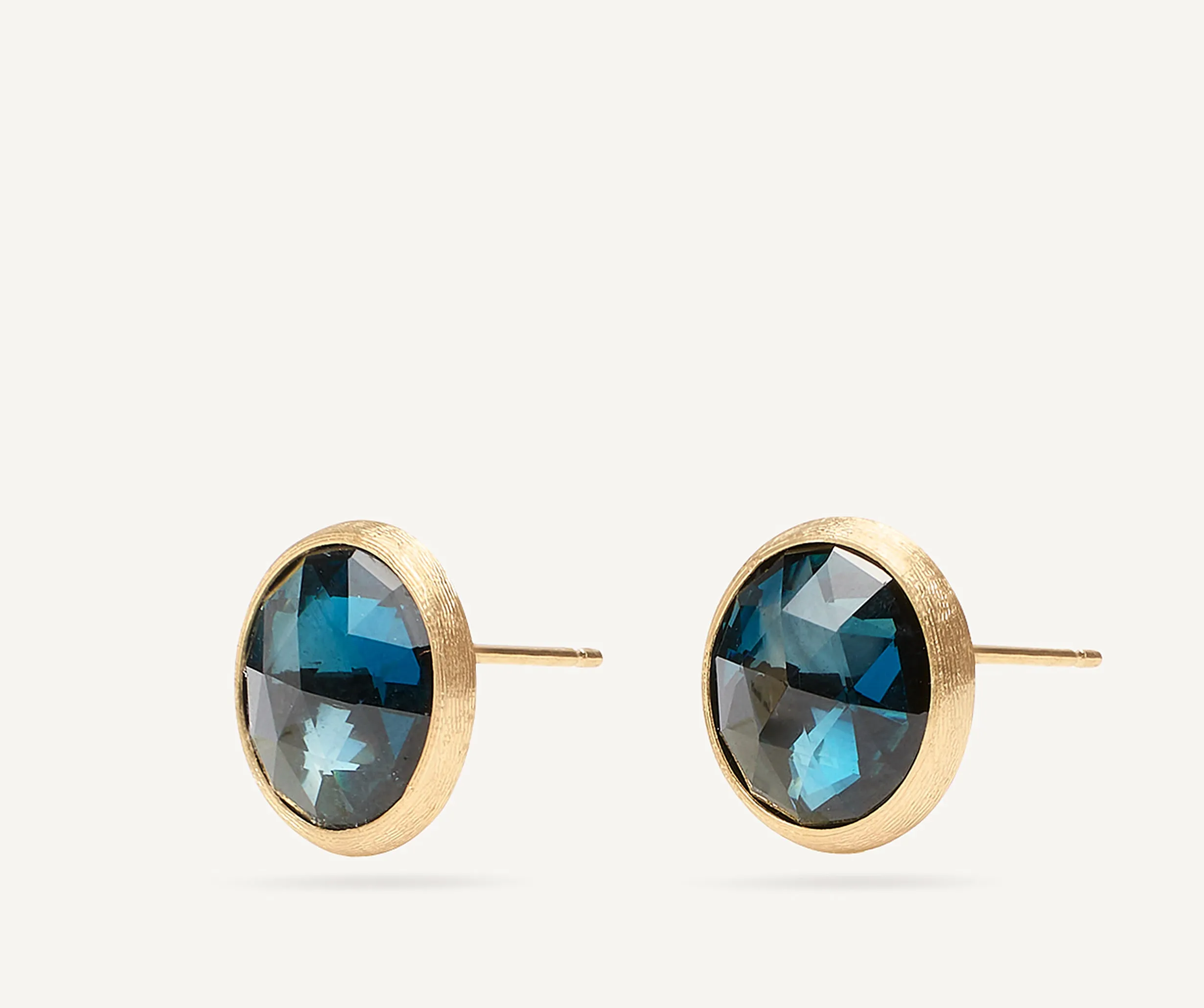 18K Yellow Gold London Blue Topaz Medium Stud Earrings
