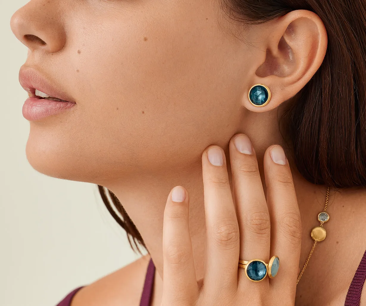 18K Yellow Gold London Blue Topaz Medium Stud Earrings