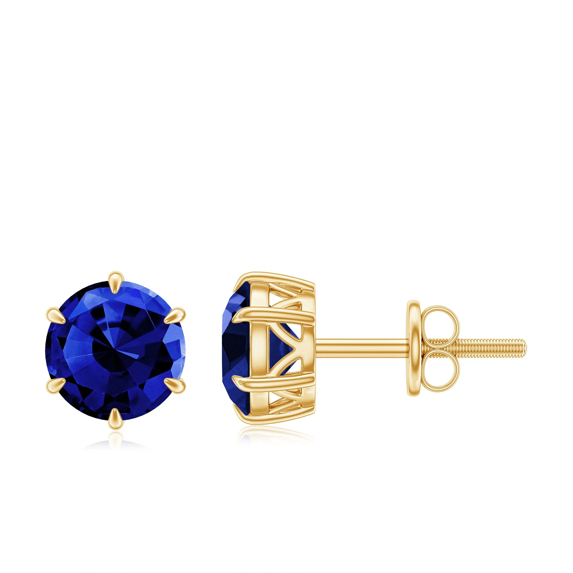 2 CT Lab Created Blue Sapphire Solitaire Stud Earrings
