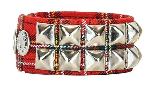 2 Row Plaid Pyramid Stud Wristband (Various Colors)