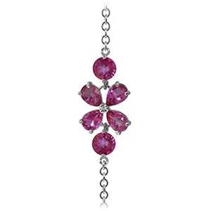 3.15 Carat 14K Solid White Gold Bracelet Natural Pink Topaz