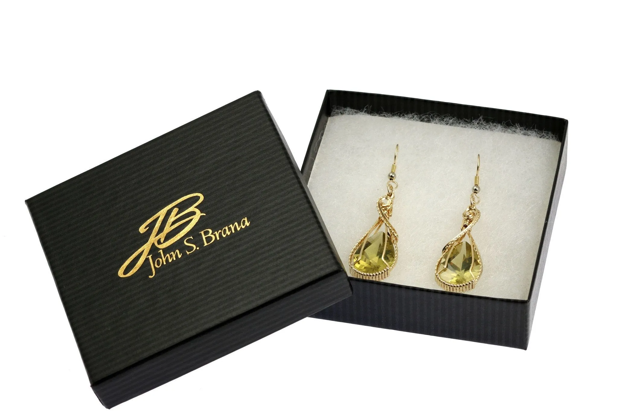 32 CT Green Gold Quartz 14K Gold-Filled Earrings