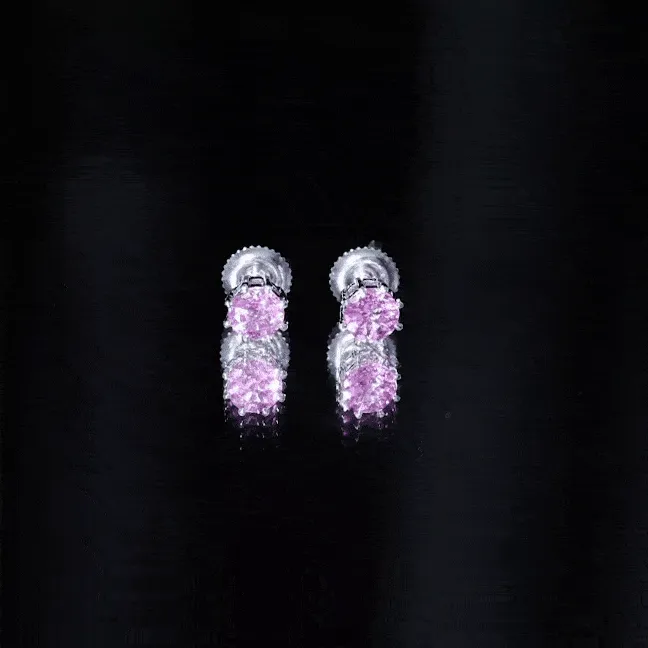 4.5 MM Natural Pink Sapphire Solitaire Stud Earrings in 8 Claw Prong Setting