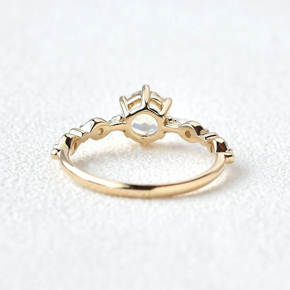6mm Blue Moonstone Rose Gold Ring