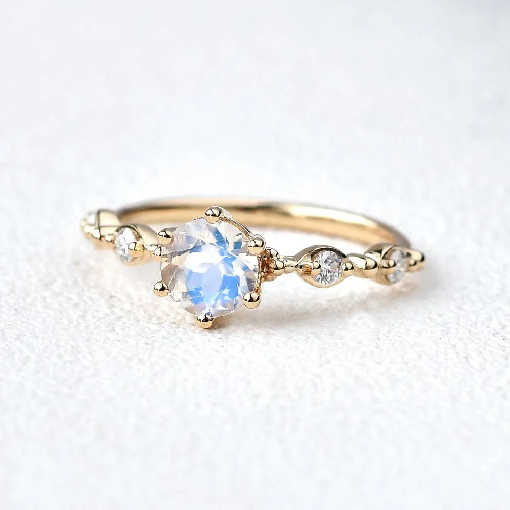 6mm Blue Moonstone Rose Gold Ring