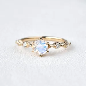 6mm Blue Moonstone Rose Gold Ring