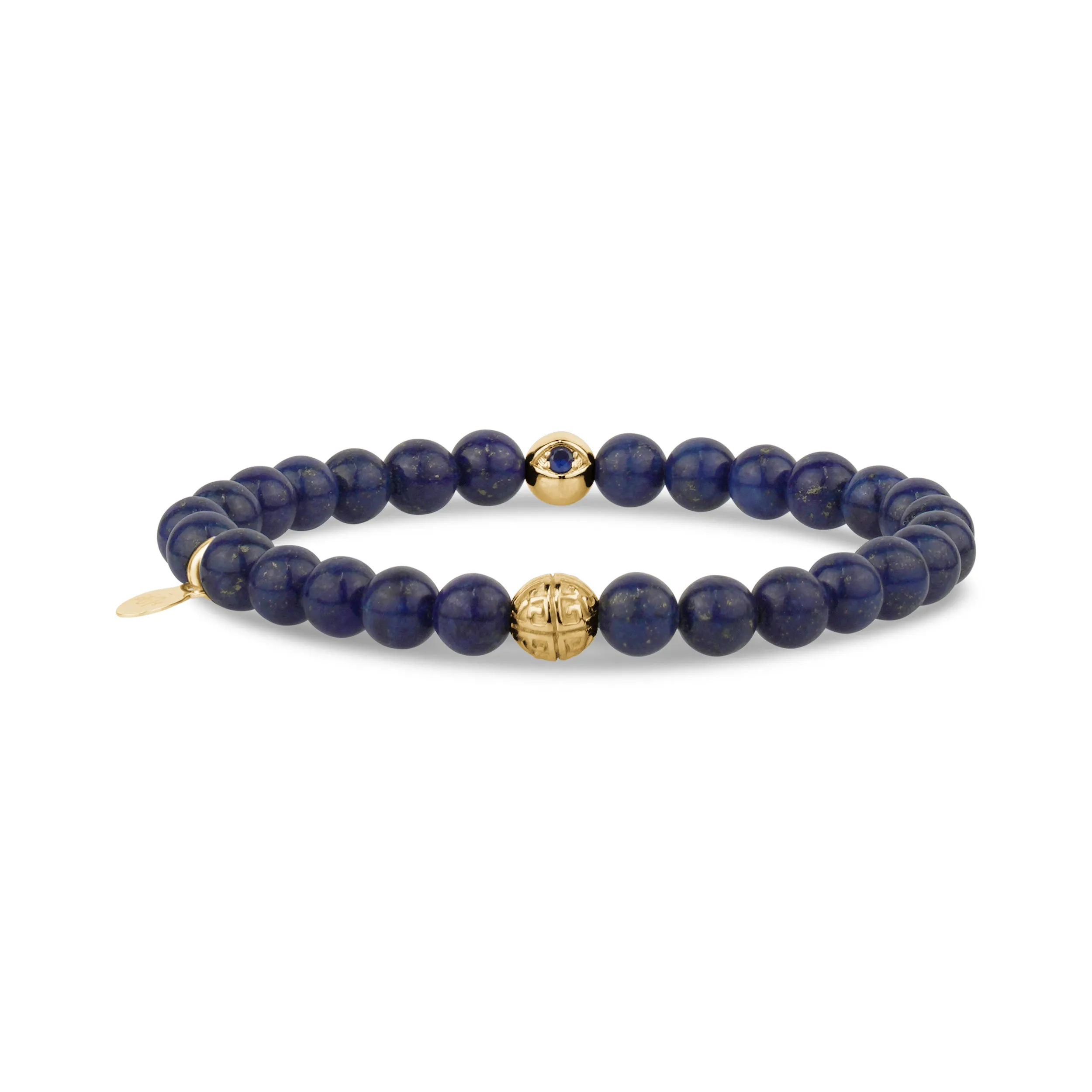 6mm Evil Eye Lapis Lazuli Bead Bracelet