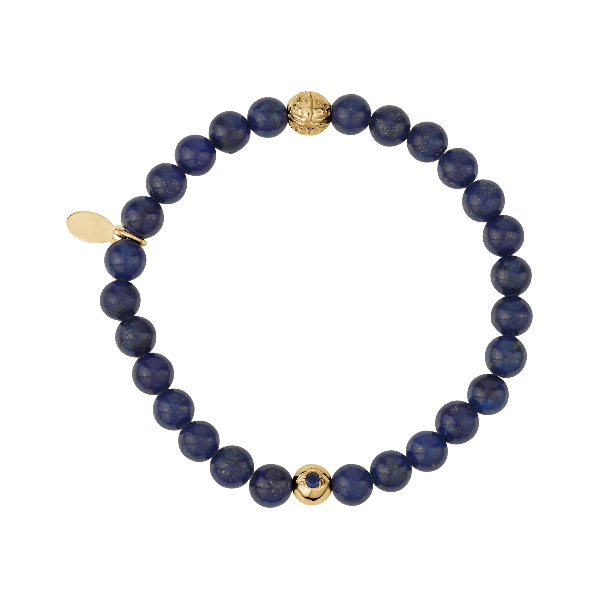6mm Evil Eye Lapis Lazuli Bead Bracelet