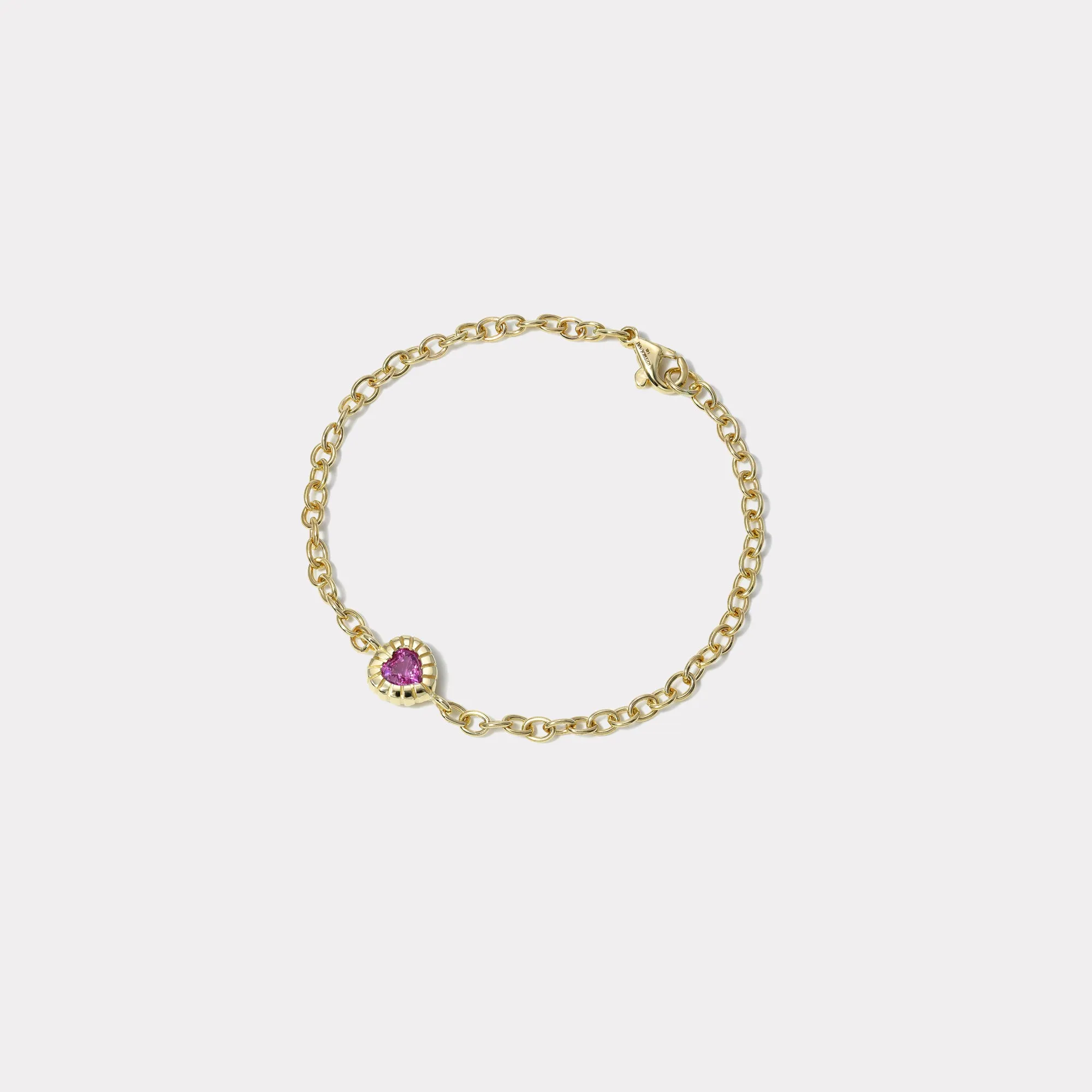 .80ct Heart Pink Sapphire Heirloom Bezel Bracelet