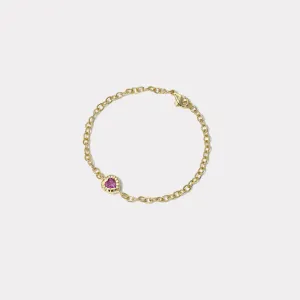 .80ct Heart Pink Sapphire Heirloom Bezel Bracelet