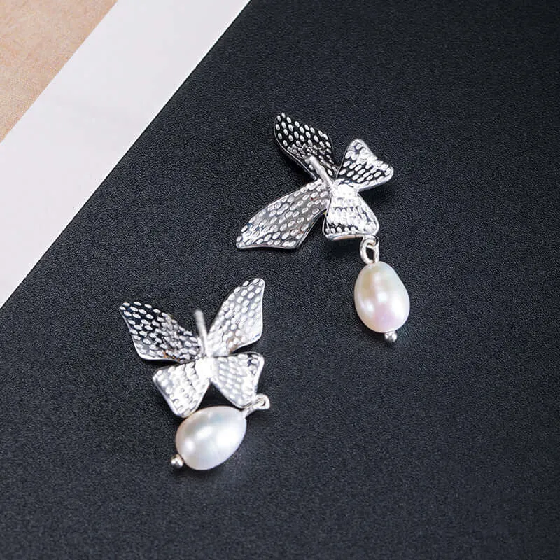 925 Silver Blue and White Gradient Pearl Earrings