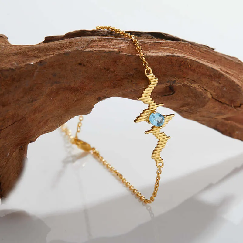 925 Silver Lightning Heartbeat Natural Topaz Bracelet