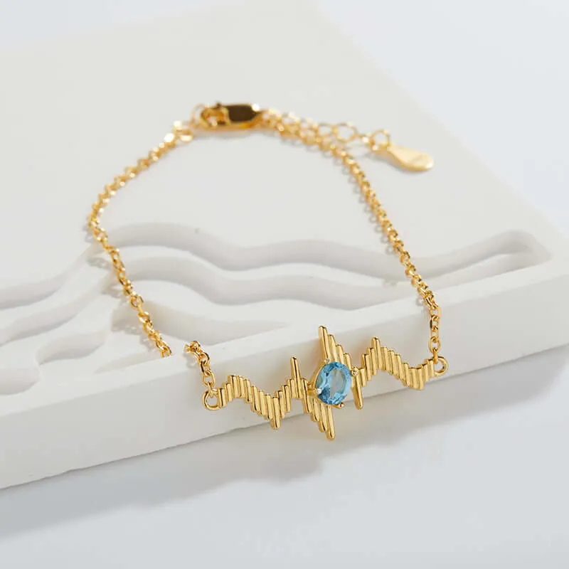 925 Silver Lightning Heartbeat Natural Topaz Bracelet