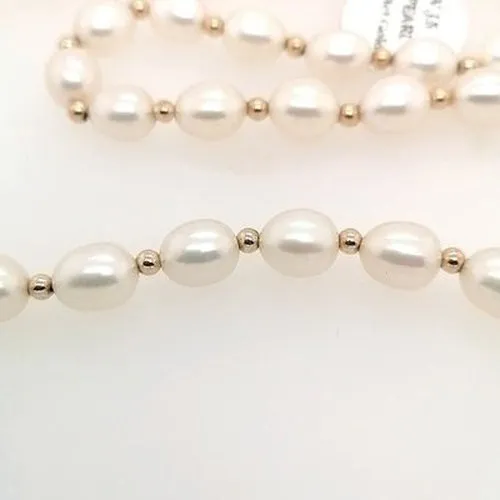 9ct Gold Ball & Pearl Necklace